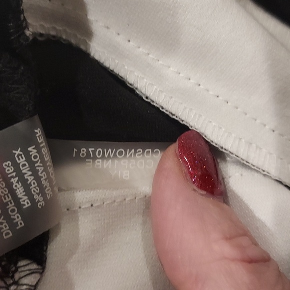 Calvin Klein A Line Black Dress with White Striped Accent on Skirt Size 14 - Picture 8 of 8